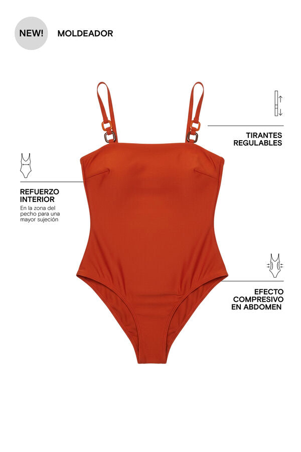 Women Secret Orange shaping swimsuit with straight neckline