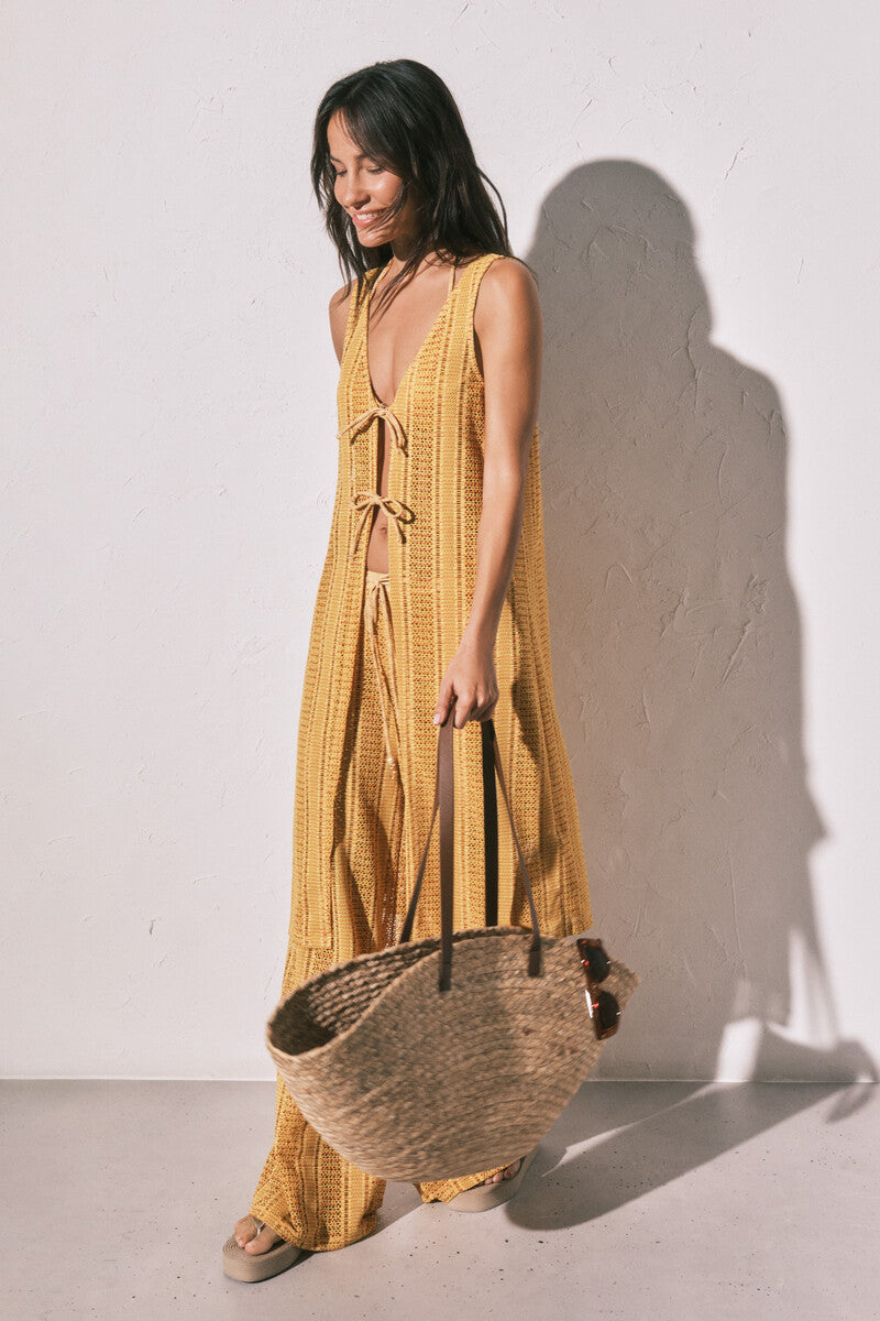Women Secret Long open tunic, multicolored crochet