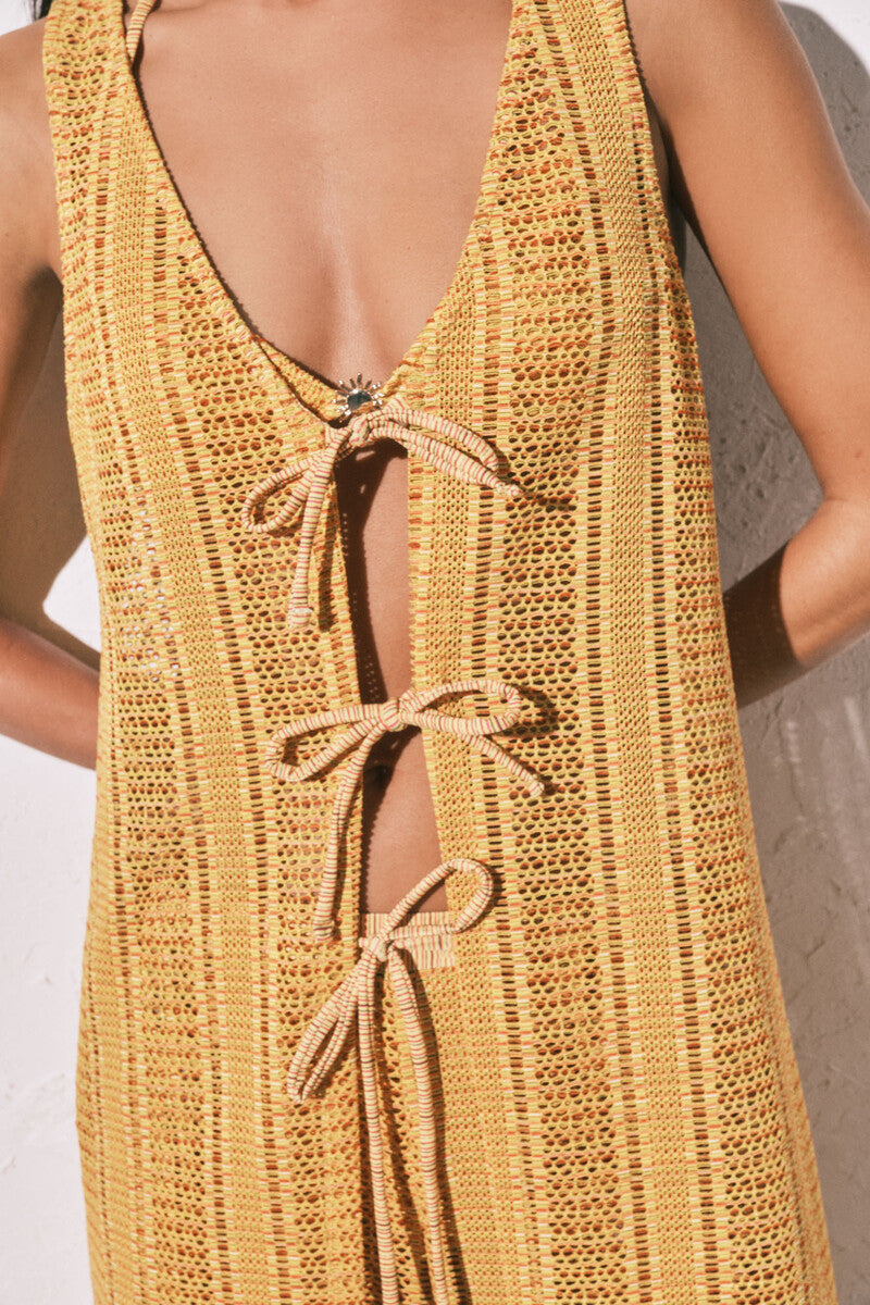 Women Secret Long open tunic, multicolored crochet