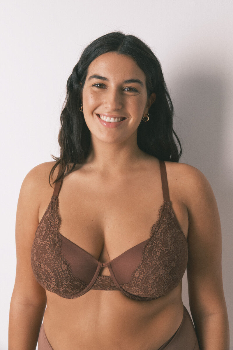 Women Secret Beautiful classic brown lace bra