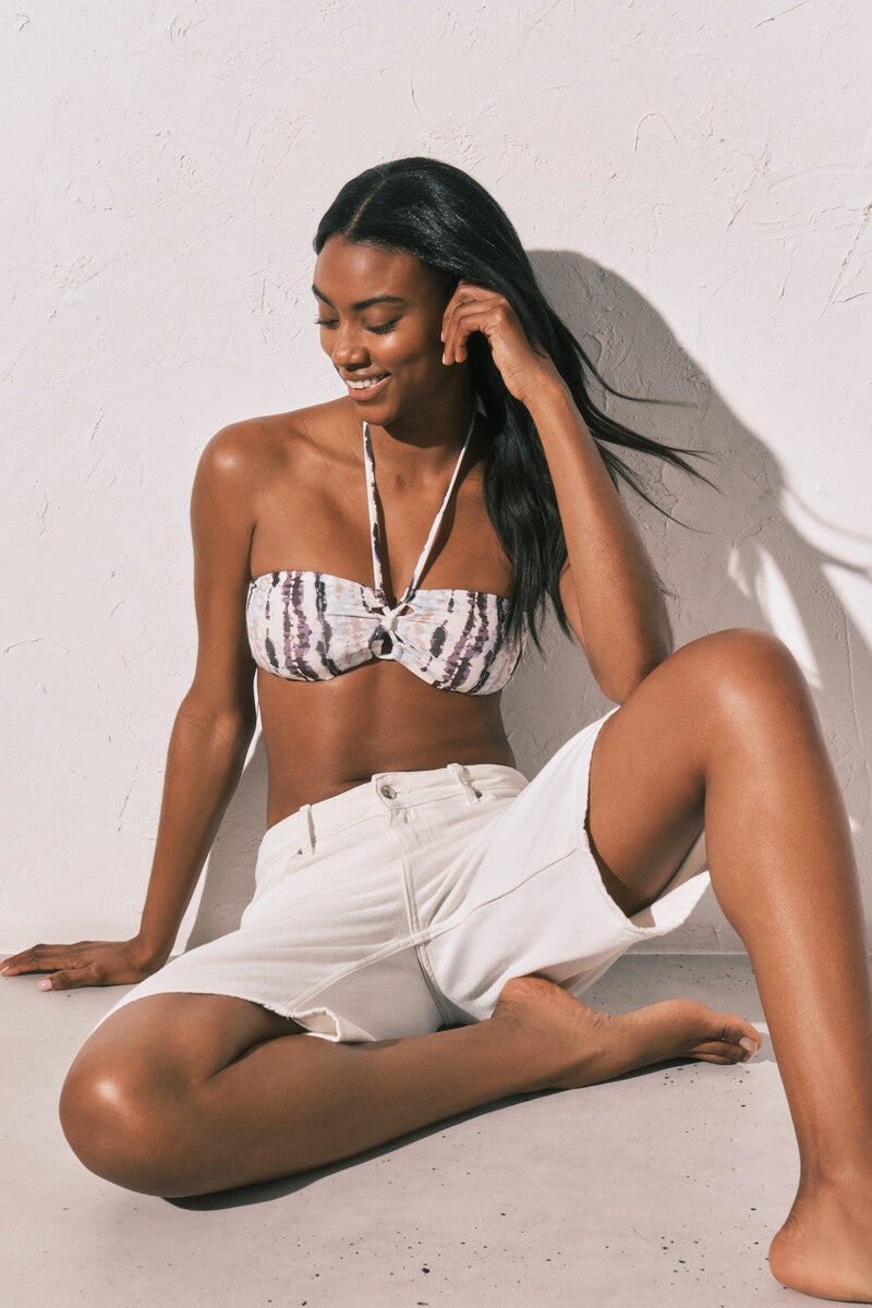 Women Secret Brown Tie Dye Print Bandeau Bikini Top