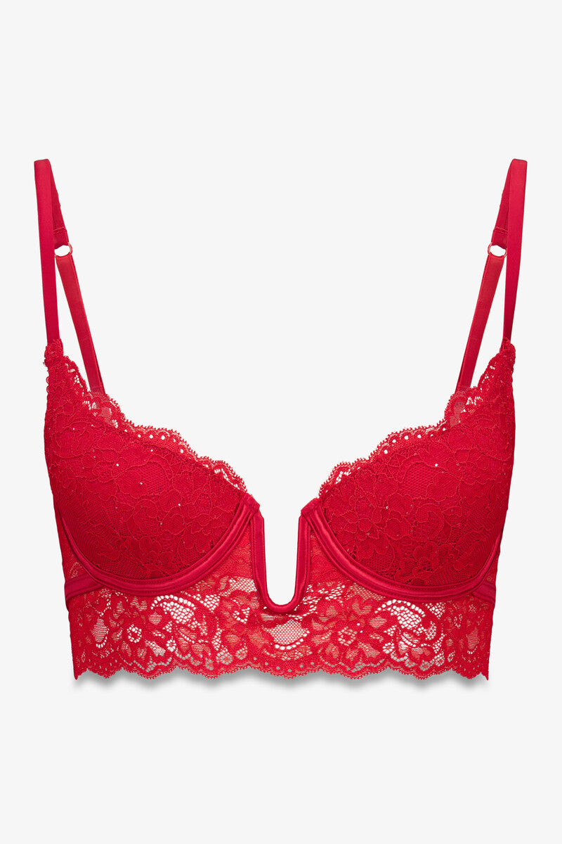 Women Secret Gorgeous push-up bra, red glitter lace