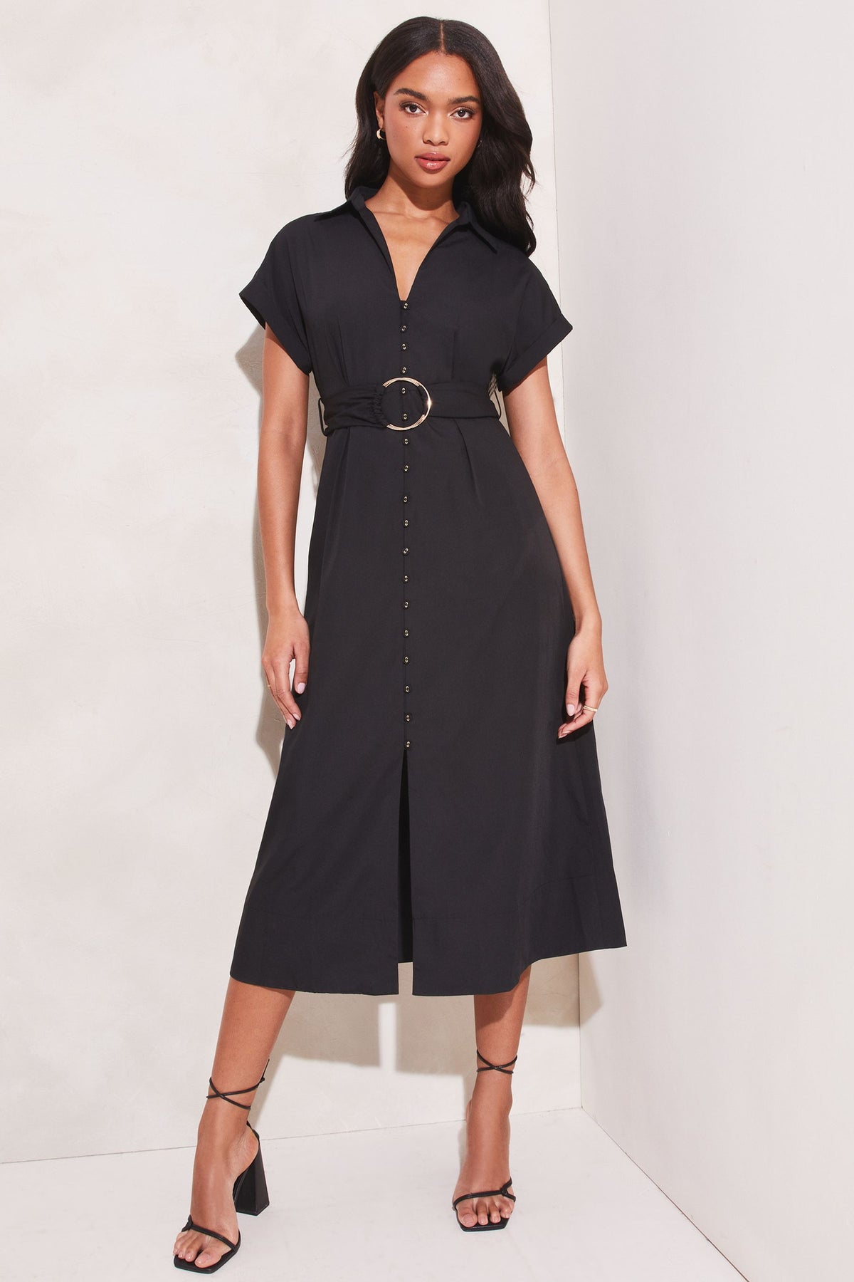 Lipsy London Belted Button-Through Shirt Dress