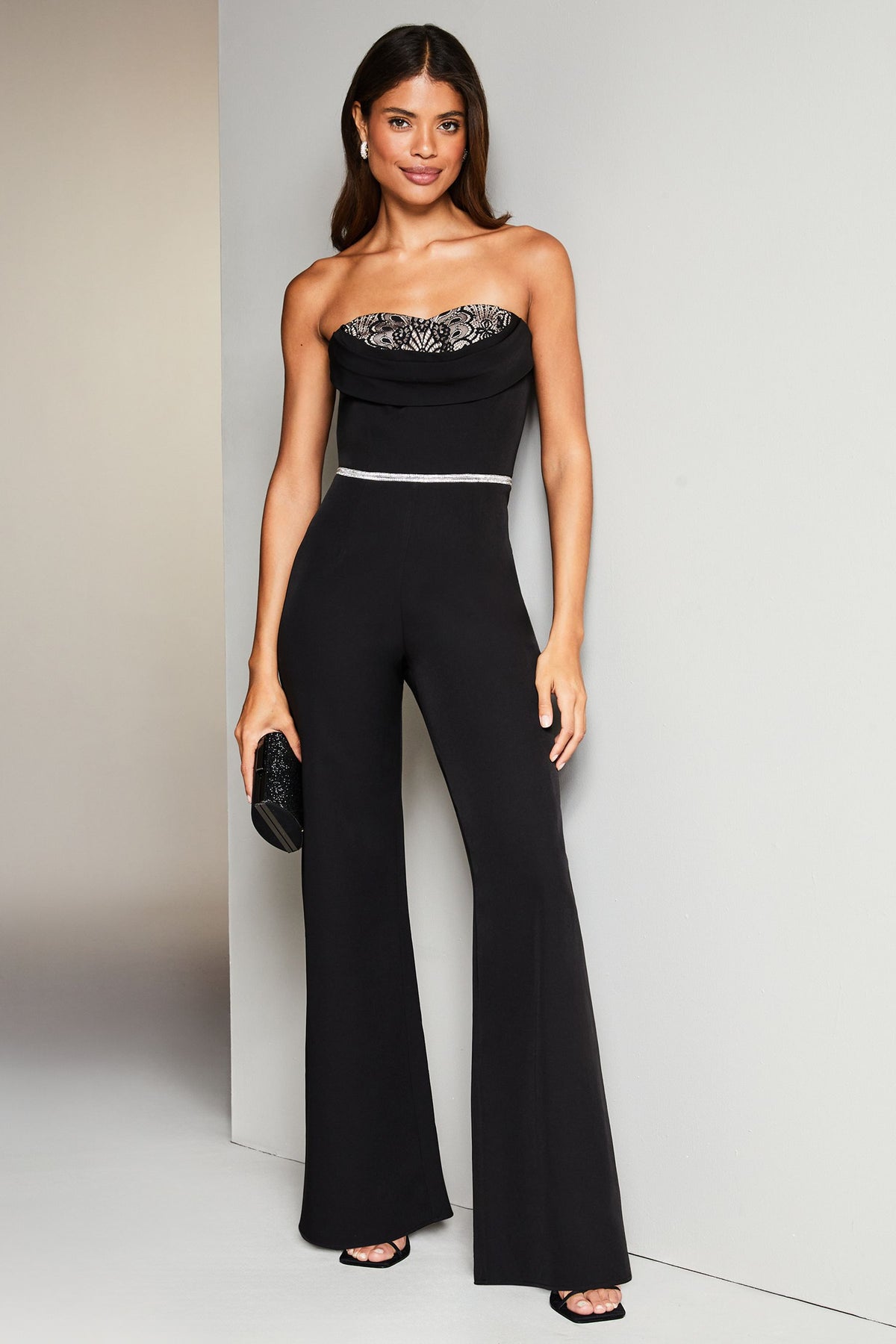 Lipsy London Lace Peekaboo Bandeau Jumpsuit