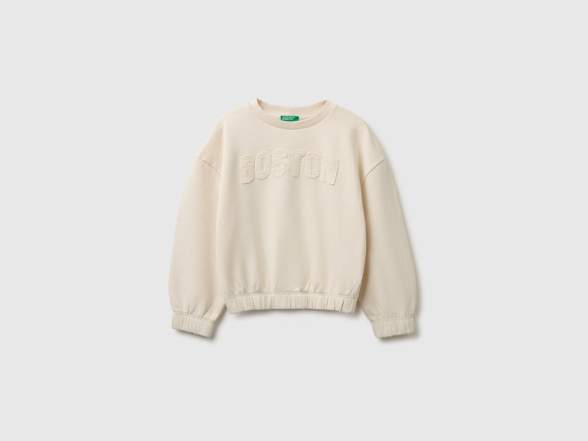 Benetton 100% cotton sweatshirt with embroidery