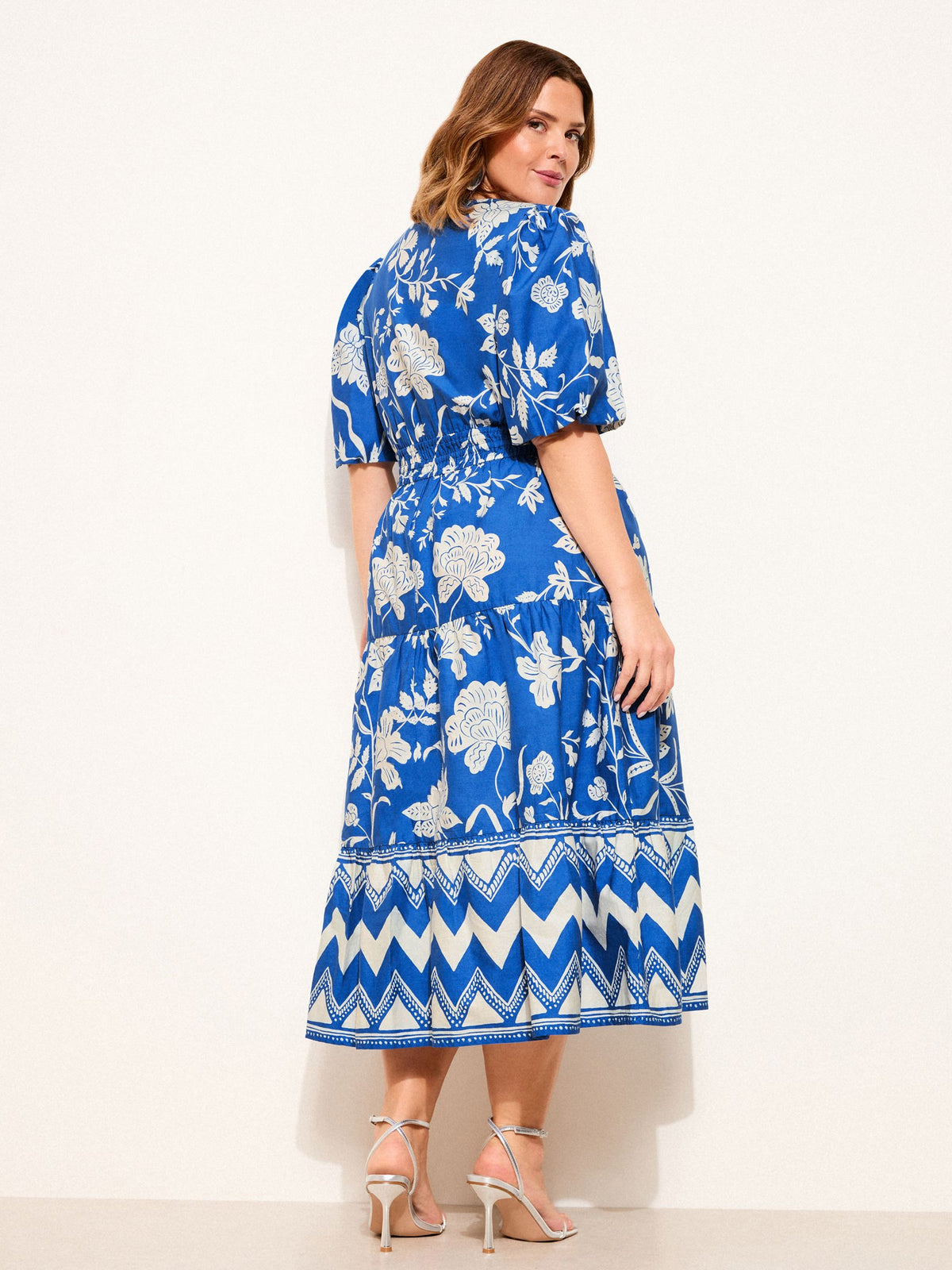 Lipsy London Lipsy Cobalt Blue Cotton Holiday Floral Midi Dress