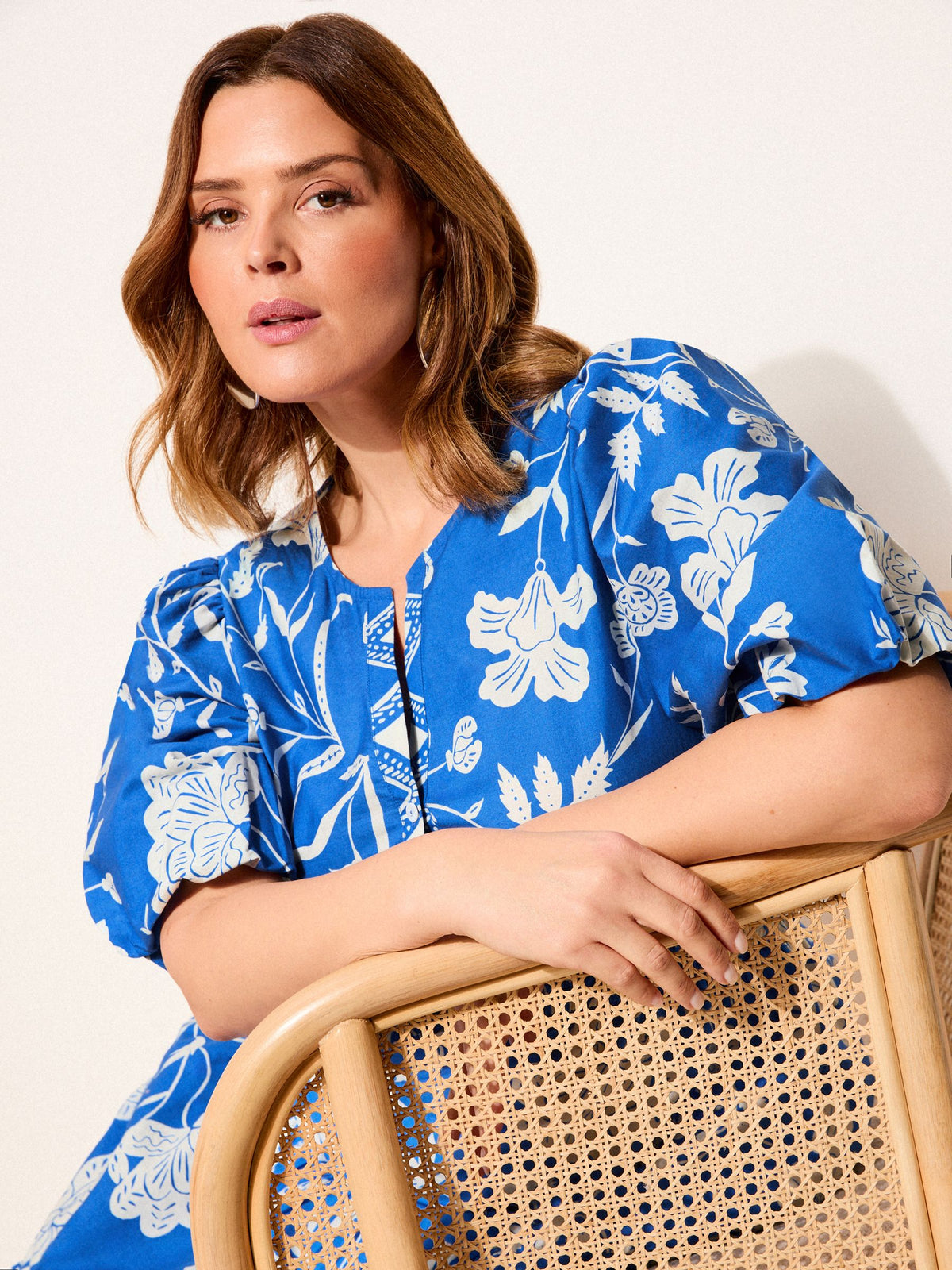 Lipsy London Lipsy Cobalt Blue Cotton Holiday Floral Midi Dress