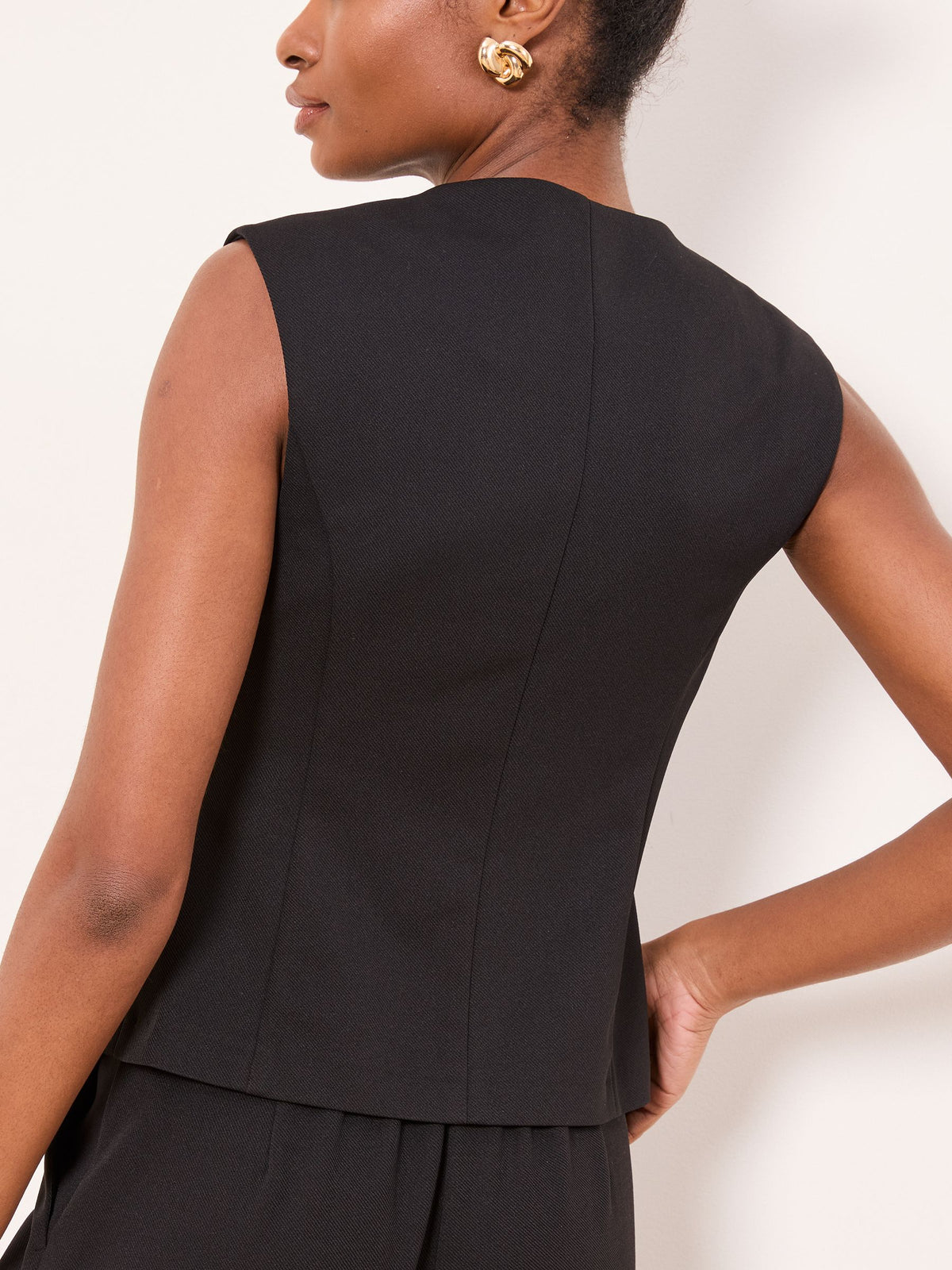 Lipsy London Lipsy Black Crew Neck Button Down Waistcoat