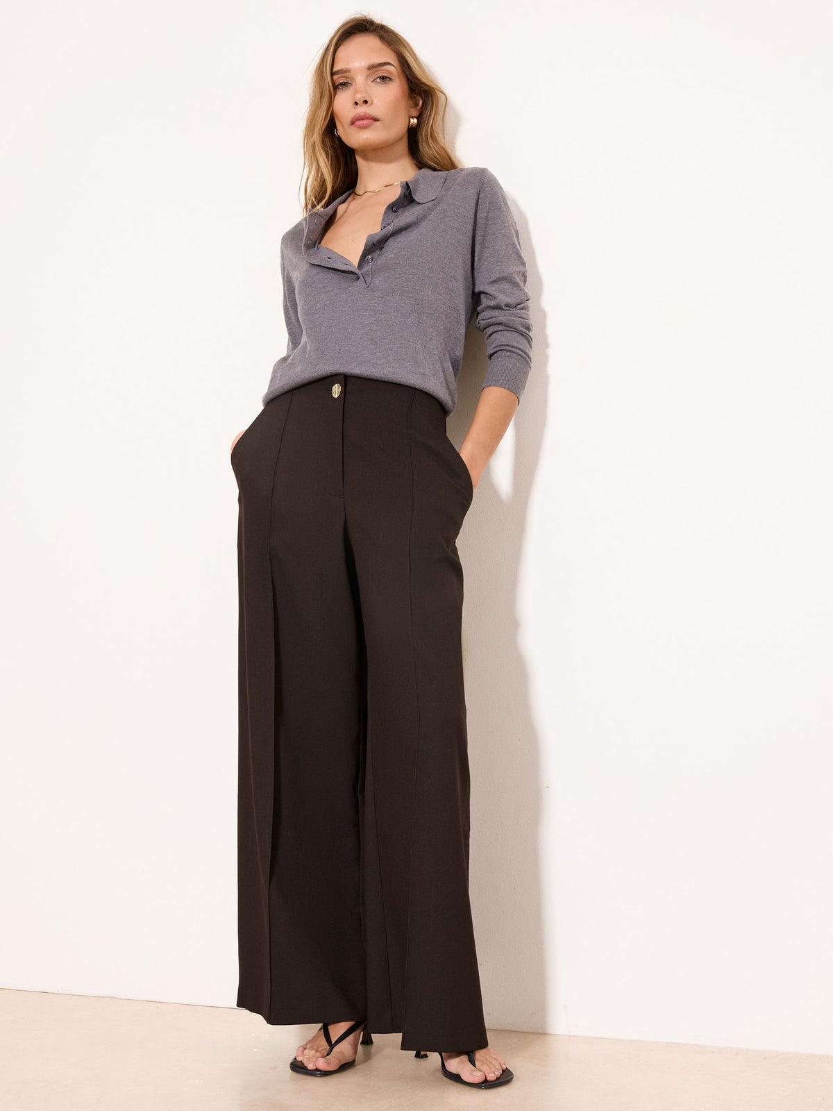 Lipsy London Lipsy Chocolate Brown Grown On Waist Tailored Wide Leg Trousers