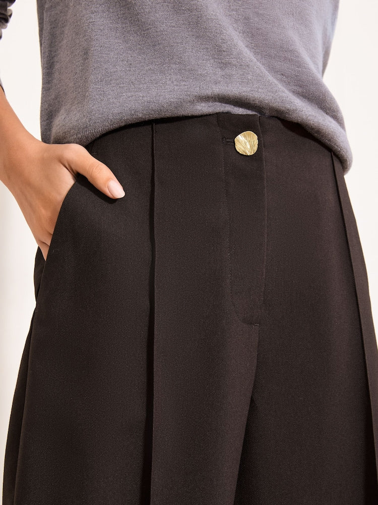 Lipsy London Lipsy Chocolate Brown Grown On Waist Tailored Wide Leg Trousers