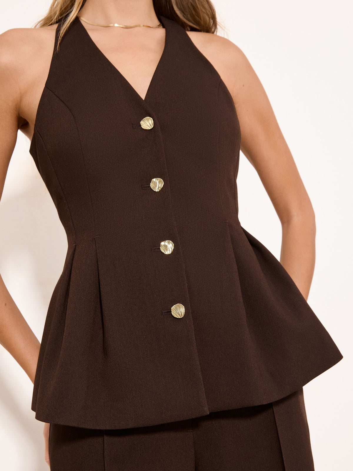 Lipsy London Lipsy Chocolate Brown Peplum Waistcoat