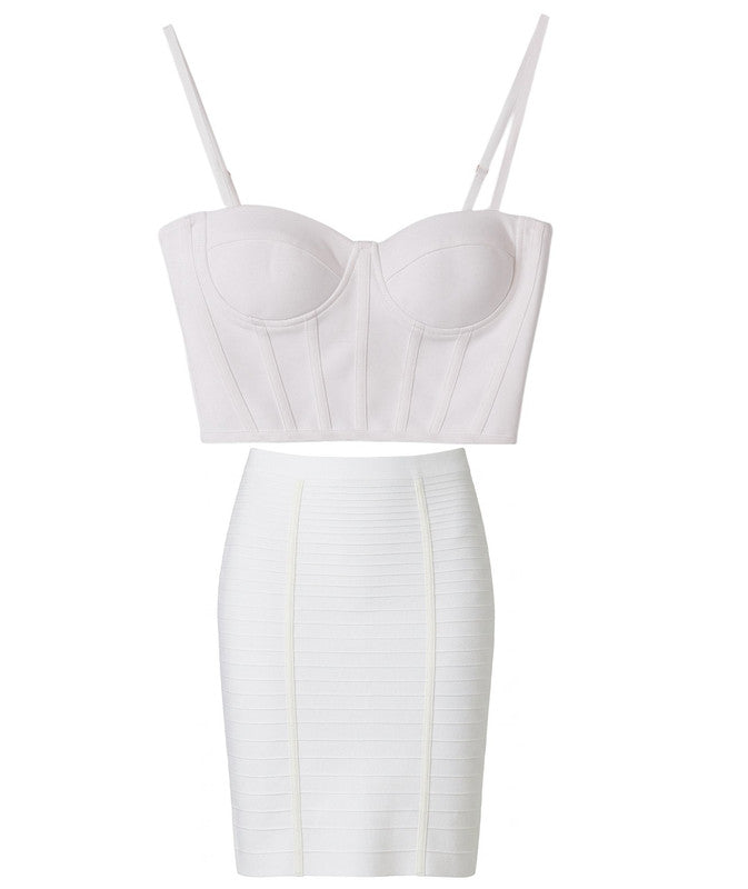 Forever 21 Midnight Sculpt Bandage Set: Zip-Front Corset & Pencil Skirt
