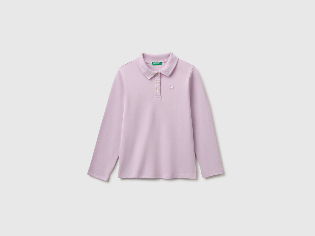 Benetton Long sleeve polo in cotton
