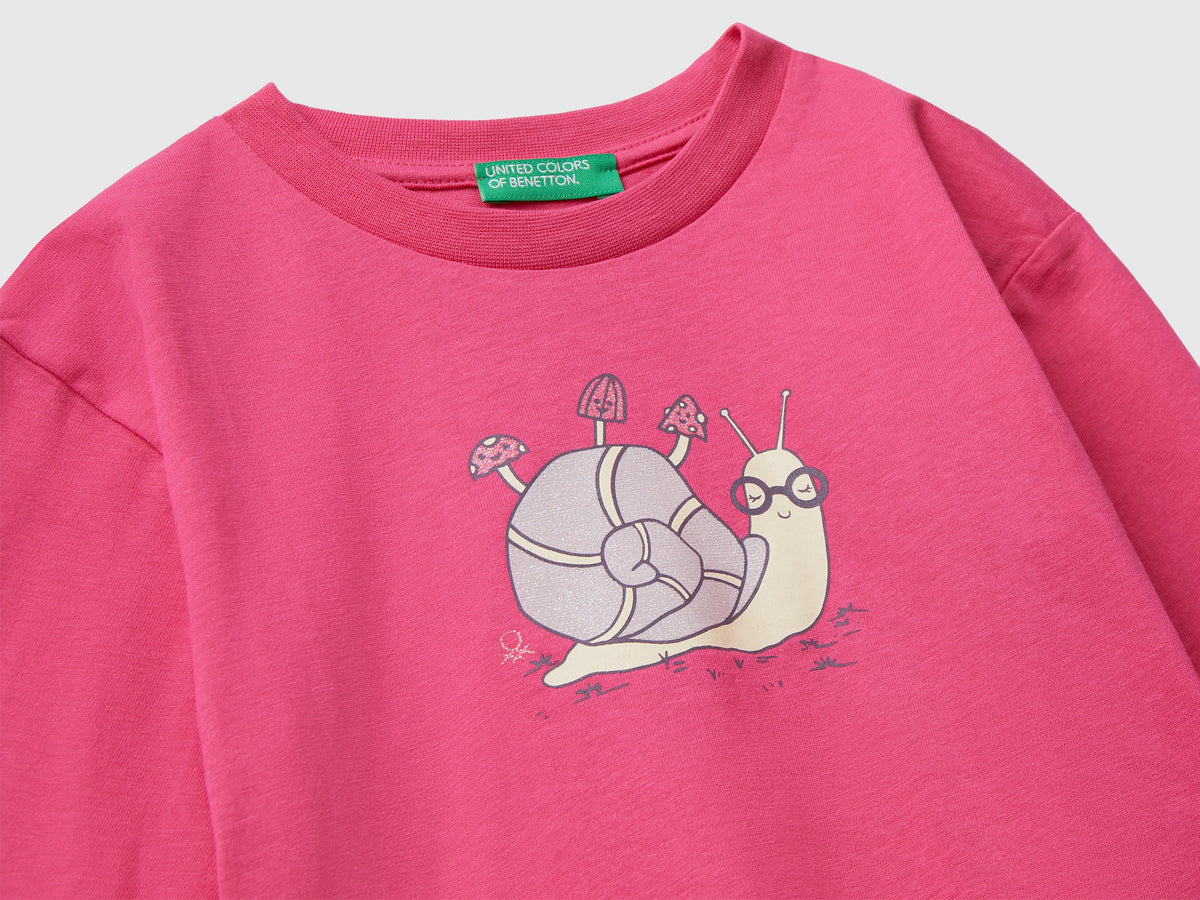 Benetton Cotton t-shirt with glittery print