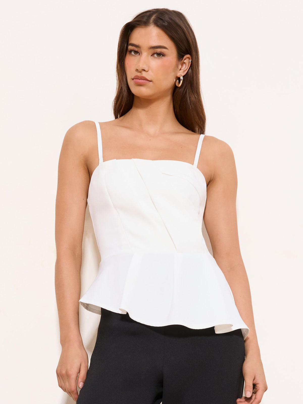 Lipsy London Lipsy Monochrome Tailored Bandeau Peplum Straight Leg Jumpsuit