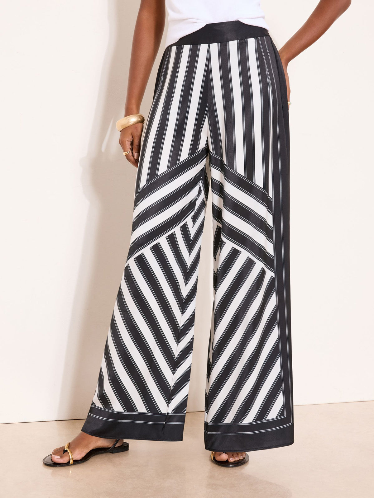 Lipsy London Lipsy Black/White Stripe Printed Satin Trousers