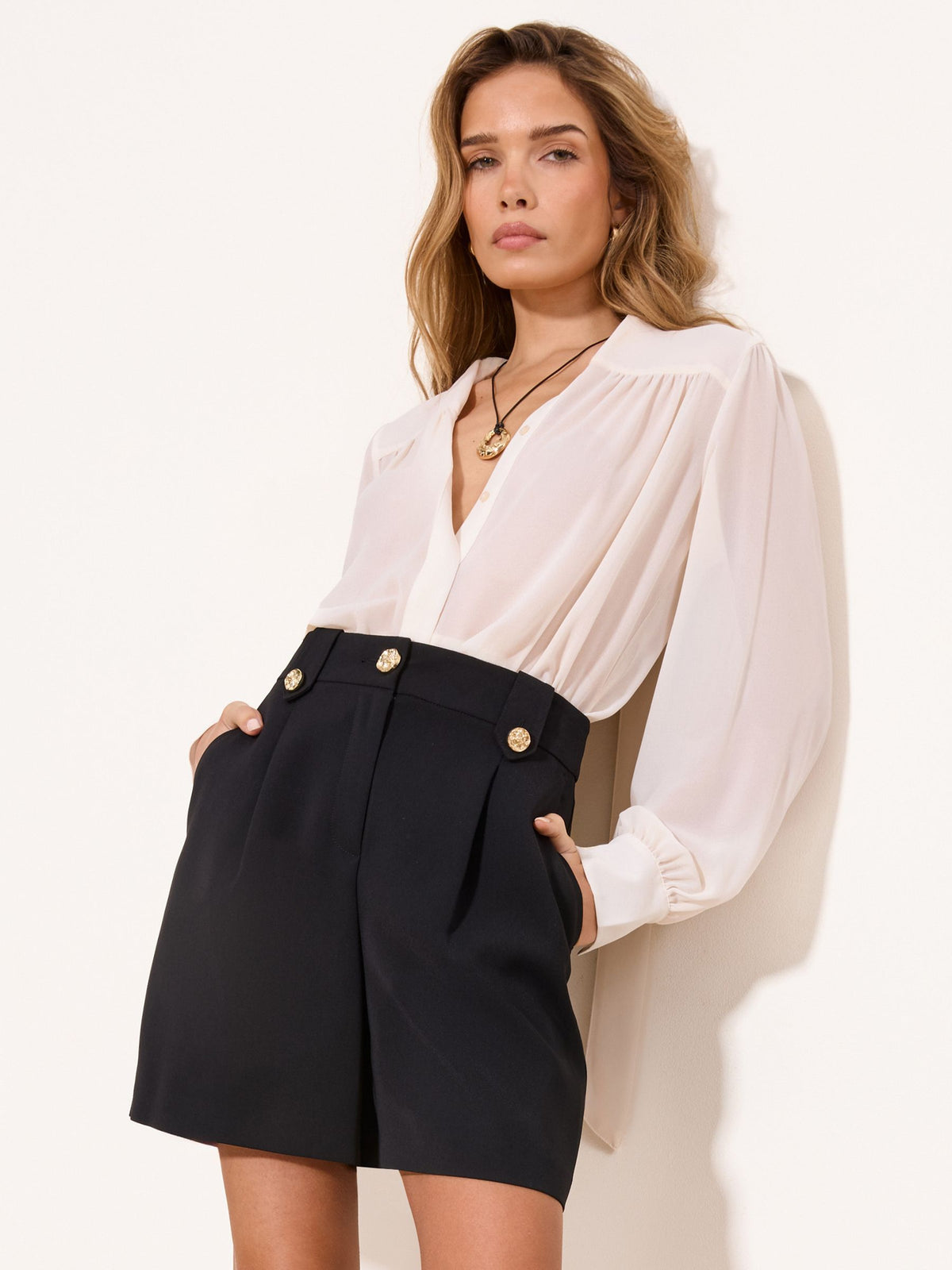 Lipsy London Shorts Black Tailored Tab Waist Shorts