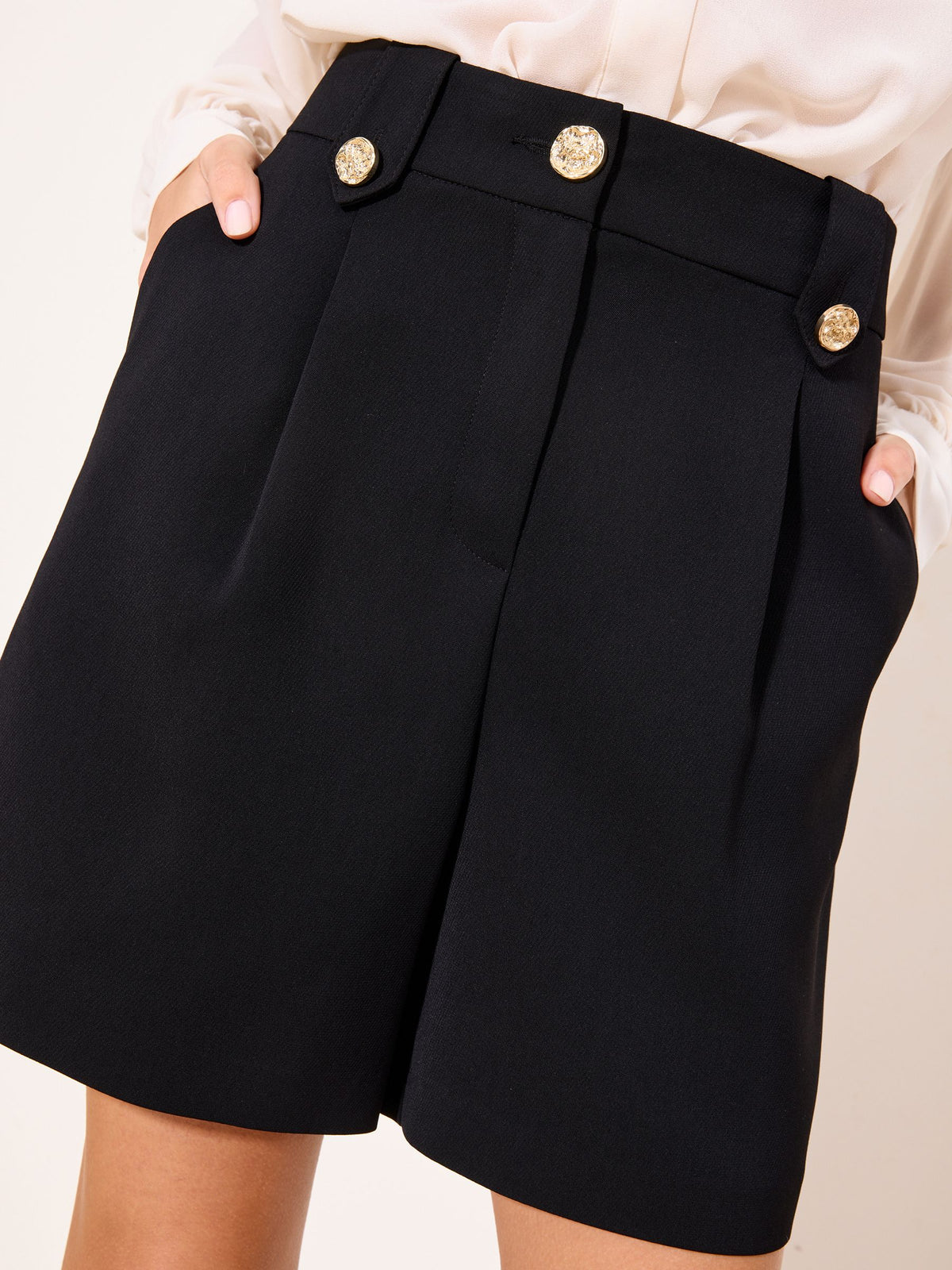 Lipsy London Shorts Black Tailored Tab Waist Shorts