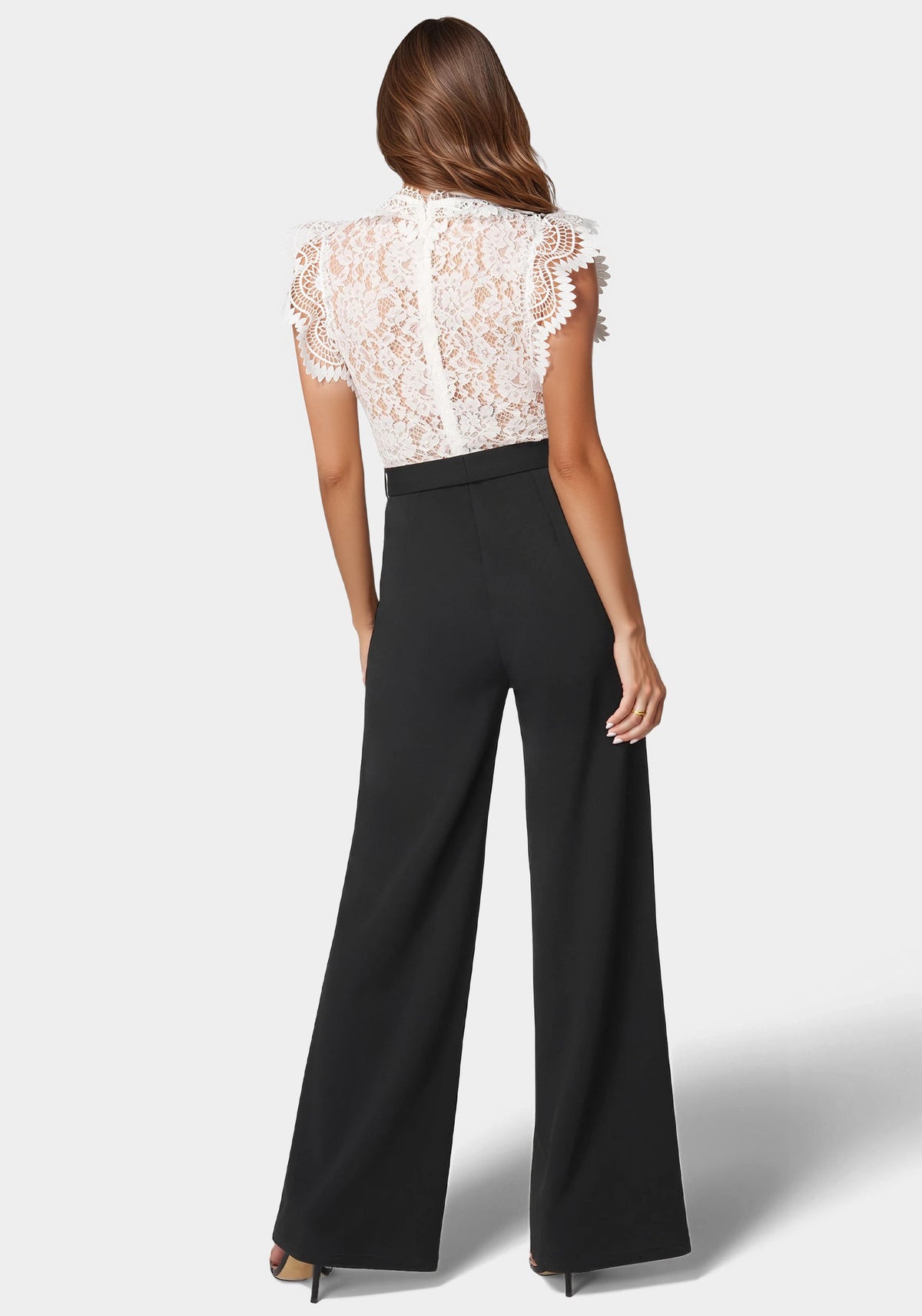Bebe Ruffle Lace Jumpsuit