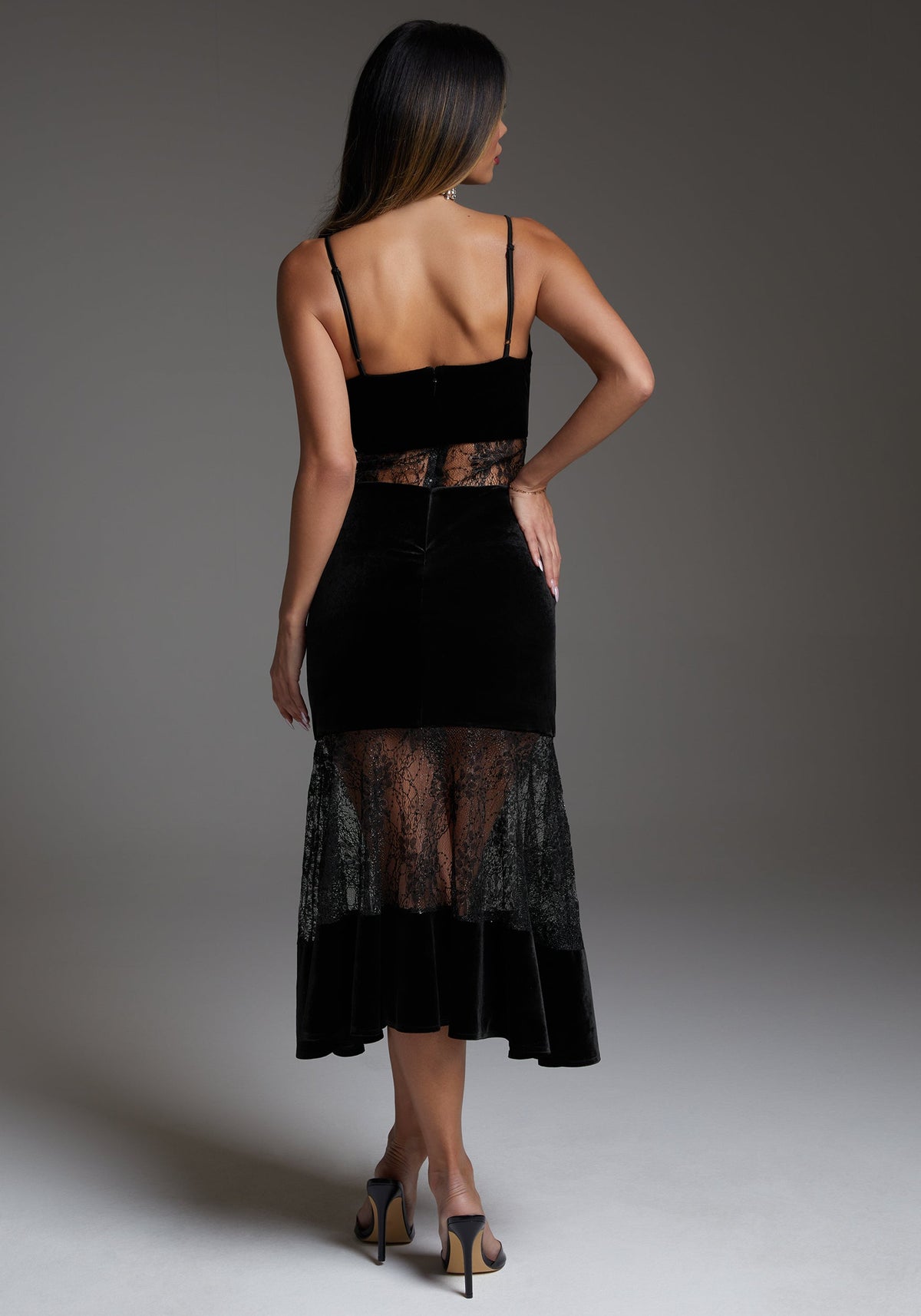 Bebe Velvet Lace Midi Dress