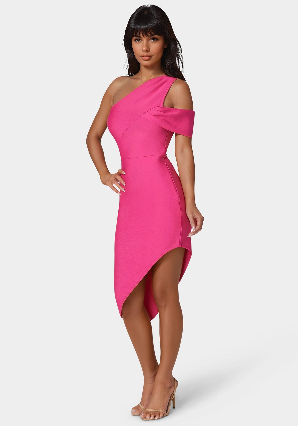 Jump Asymmetrical High Slit Bandage Midi Dress