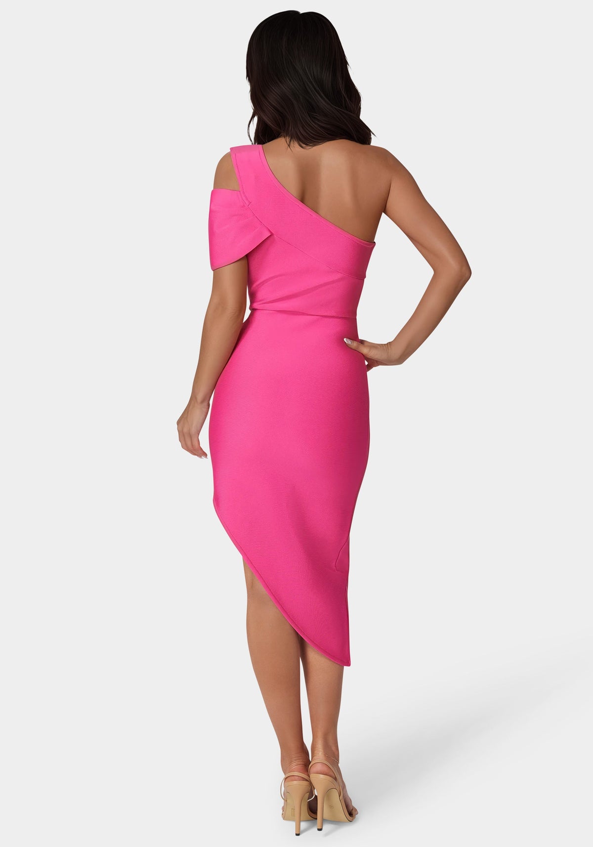 Jump Asymmetrical High Slit Bandage Midi Dress