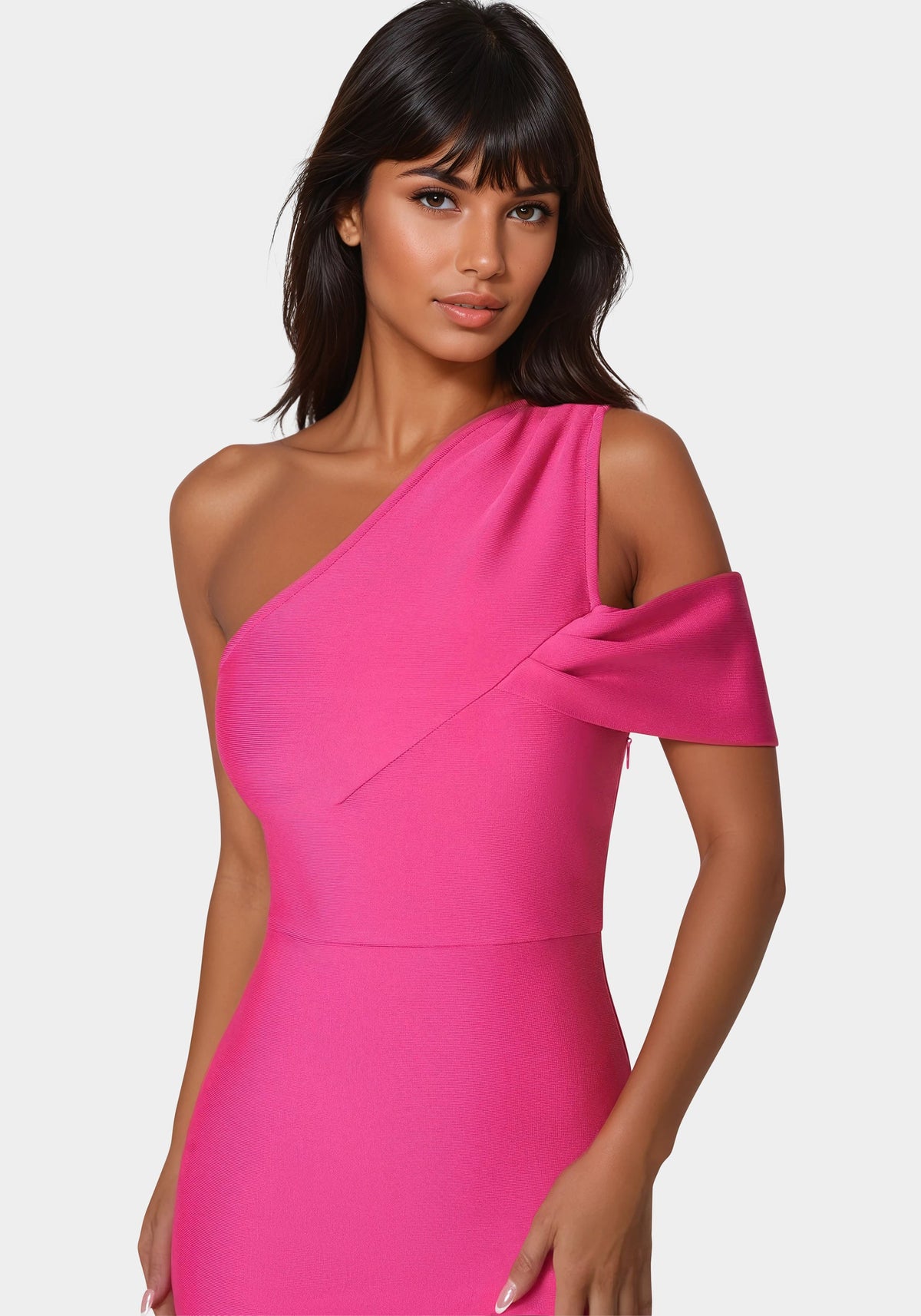 Jump Asymmetrical High Slit Bandage Midi Dress