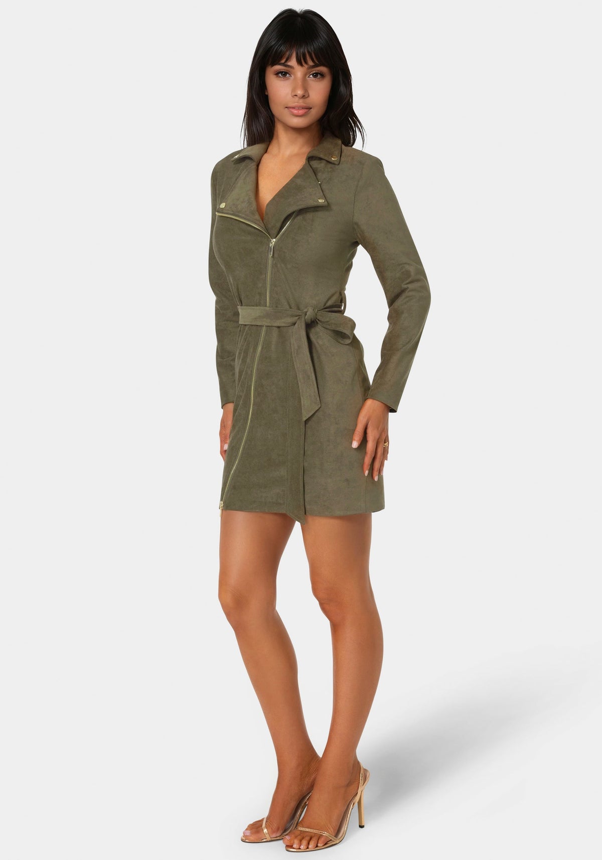 Bebe Faux Suede Moto Dress