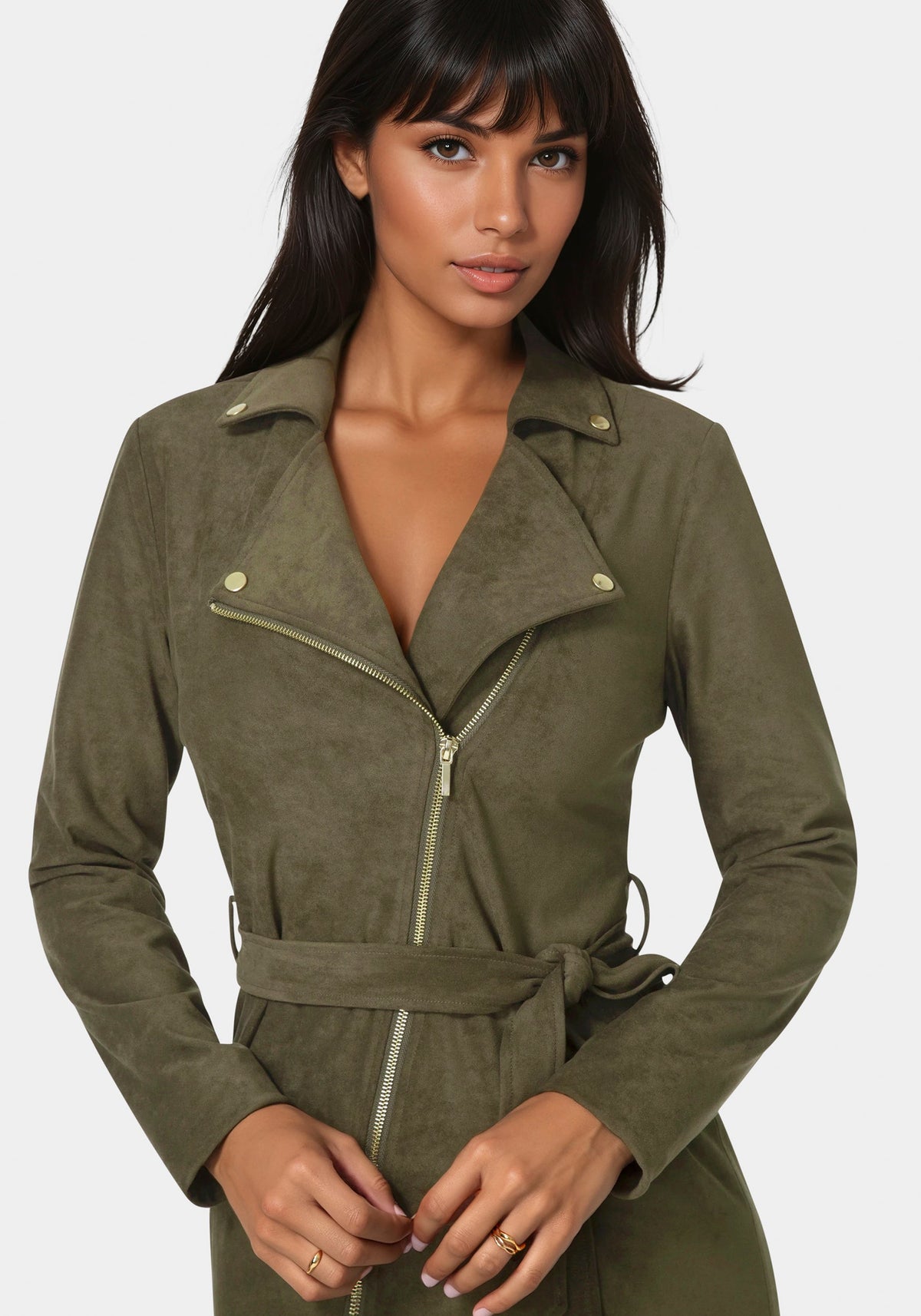 Bebe Faux Suede Moto Dress