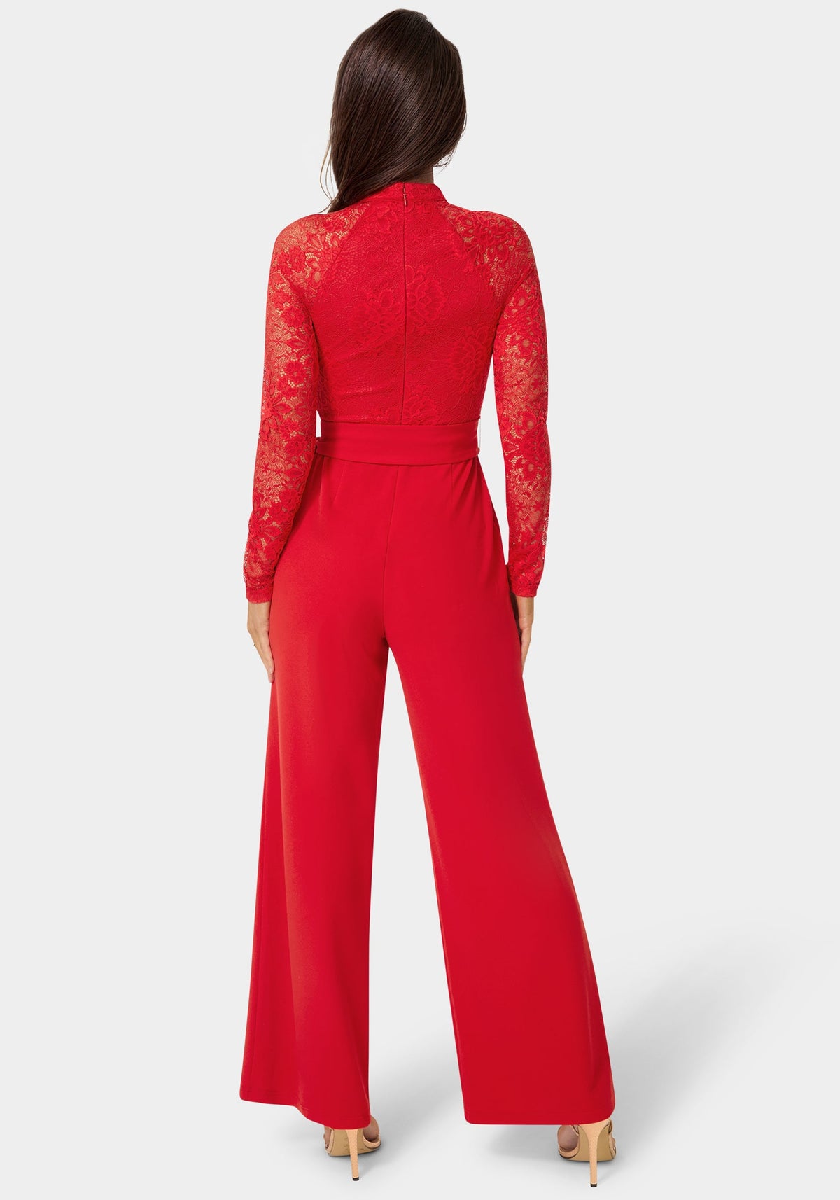 Bebe Lace Bodice Straight-Leg Jumpsuit