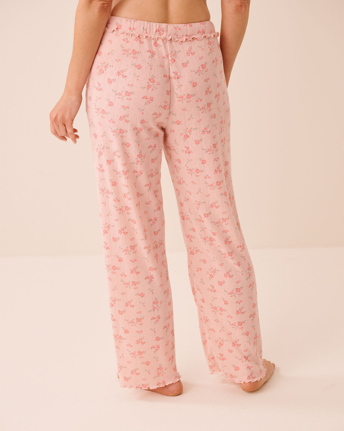 La vie en Rose Floral Ruffle Hem Pointelle Pajama Pants