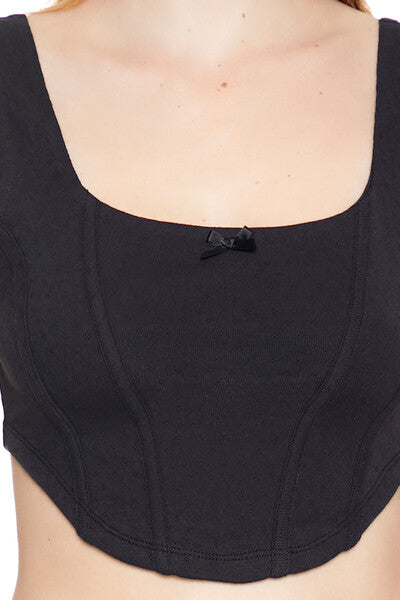 Forever 21 Corset Curved-Hem Crop Top