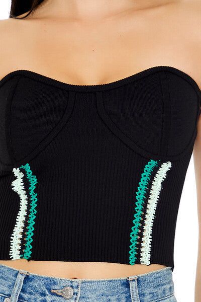 Forever 21 Embroidered Sweater-Knit Tube Top