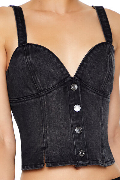 Forever 21 Denim Sweetheart Crop Top