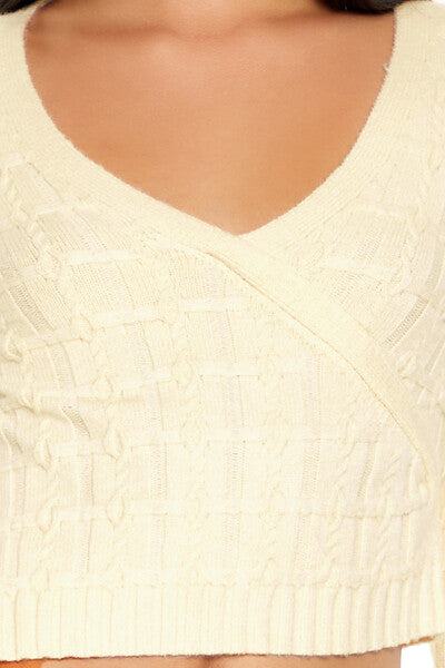 Forever 21 Surplice Textured Cropped Sweater