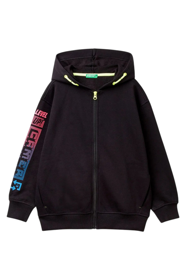 Benetton-Gamer Logan Print Sweatshirts-Black-6-7 Years