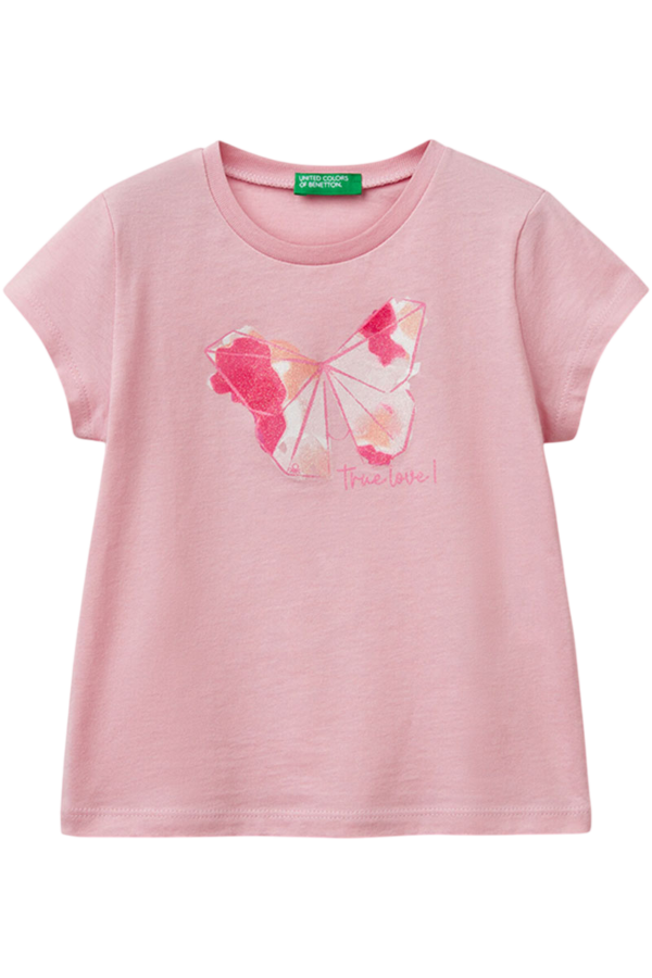 Benetton-Glitter TShirt-Pink-5-6 Years