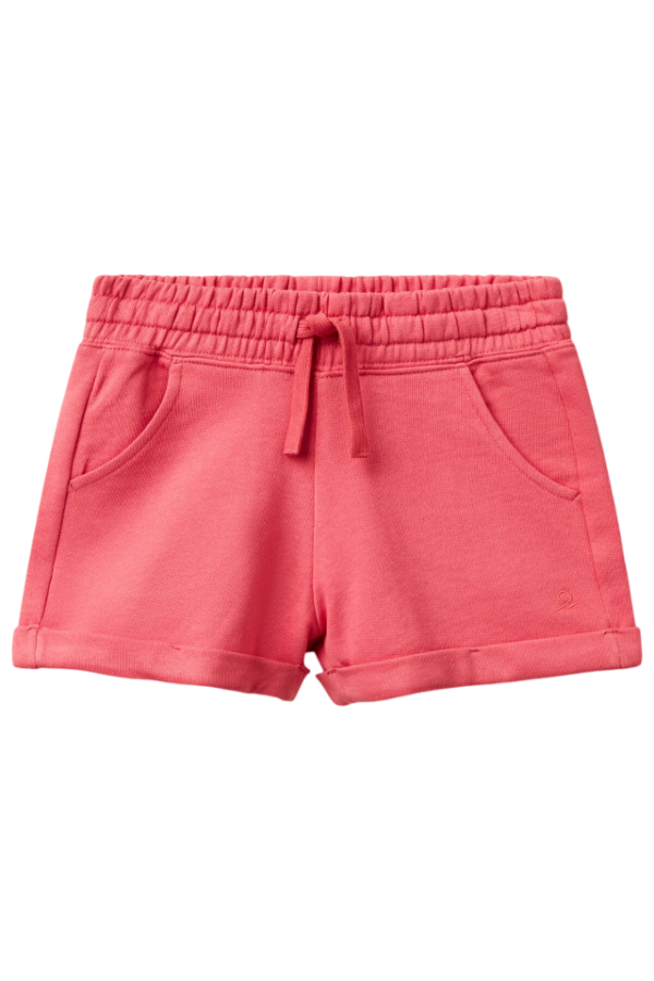 Benetton-Girls Fleece Shorts-Peach-10-11 Years