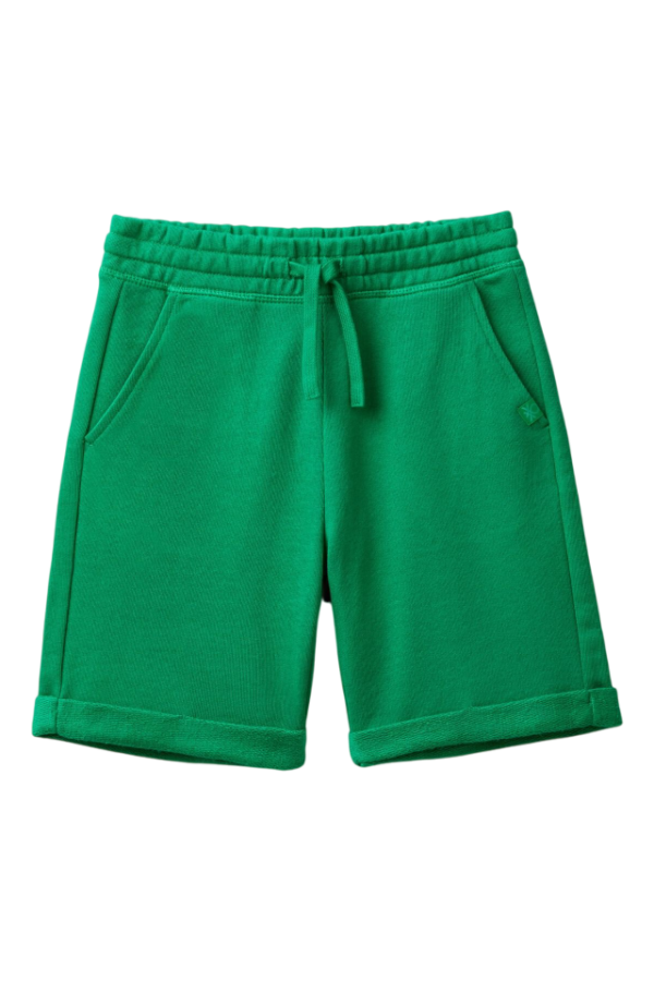 Benetton-Bermuda Shorts In Pure Fleece-Green-13-14 Years
