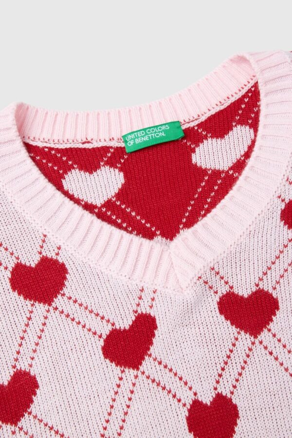 Benetton-Cropped Vest With Heart Motif-Multicolour-10-11 Years