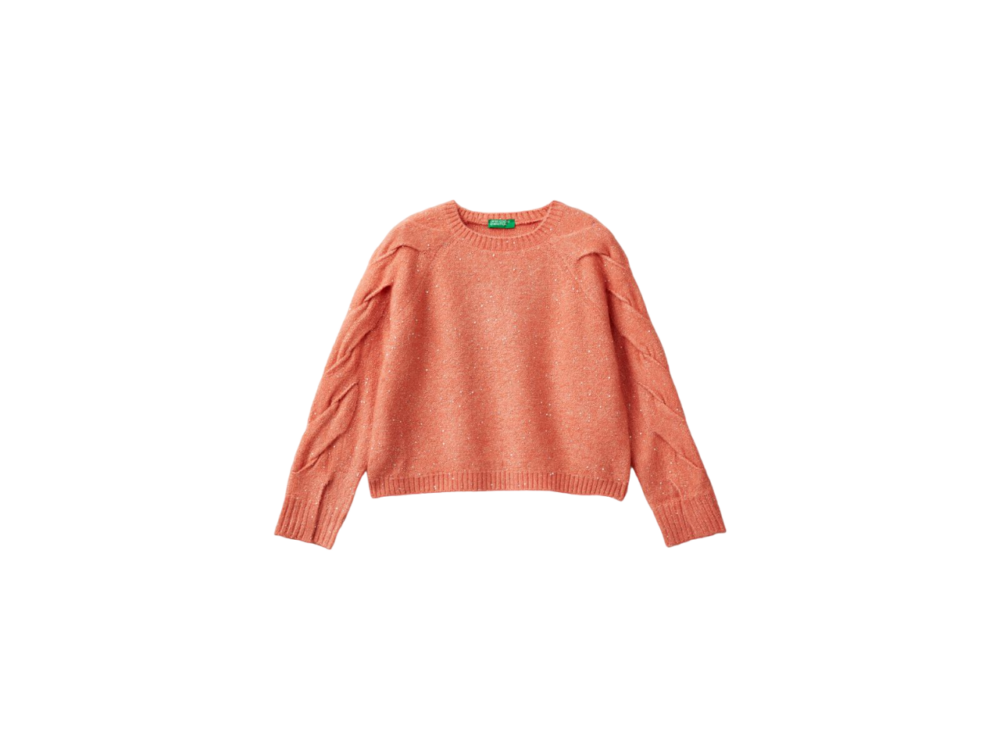 Benetton-Printed Long Sleeve T-Shirt-Peach-5-6 Years