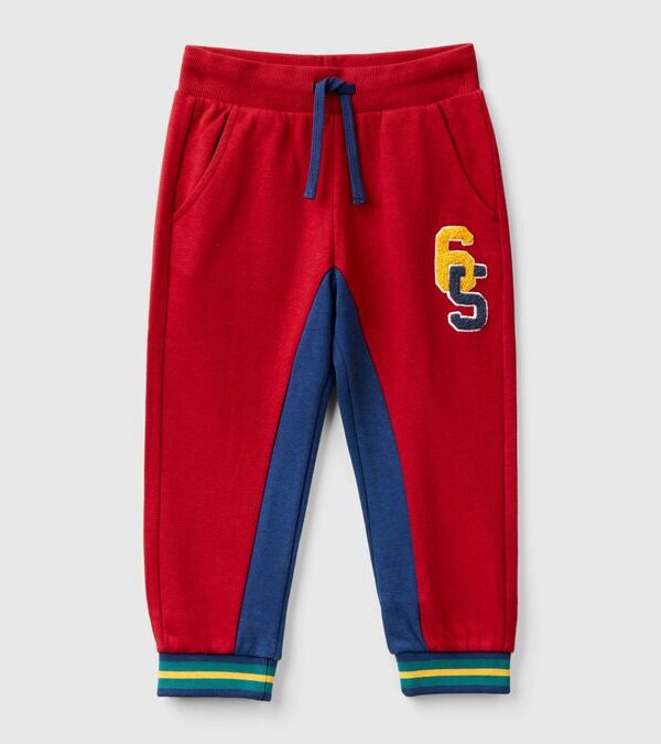 Benetton-Embroidery Sweatpants For Kids-Red-3-4 Years