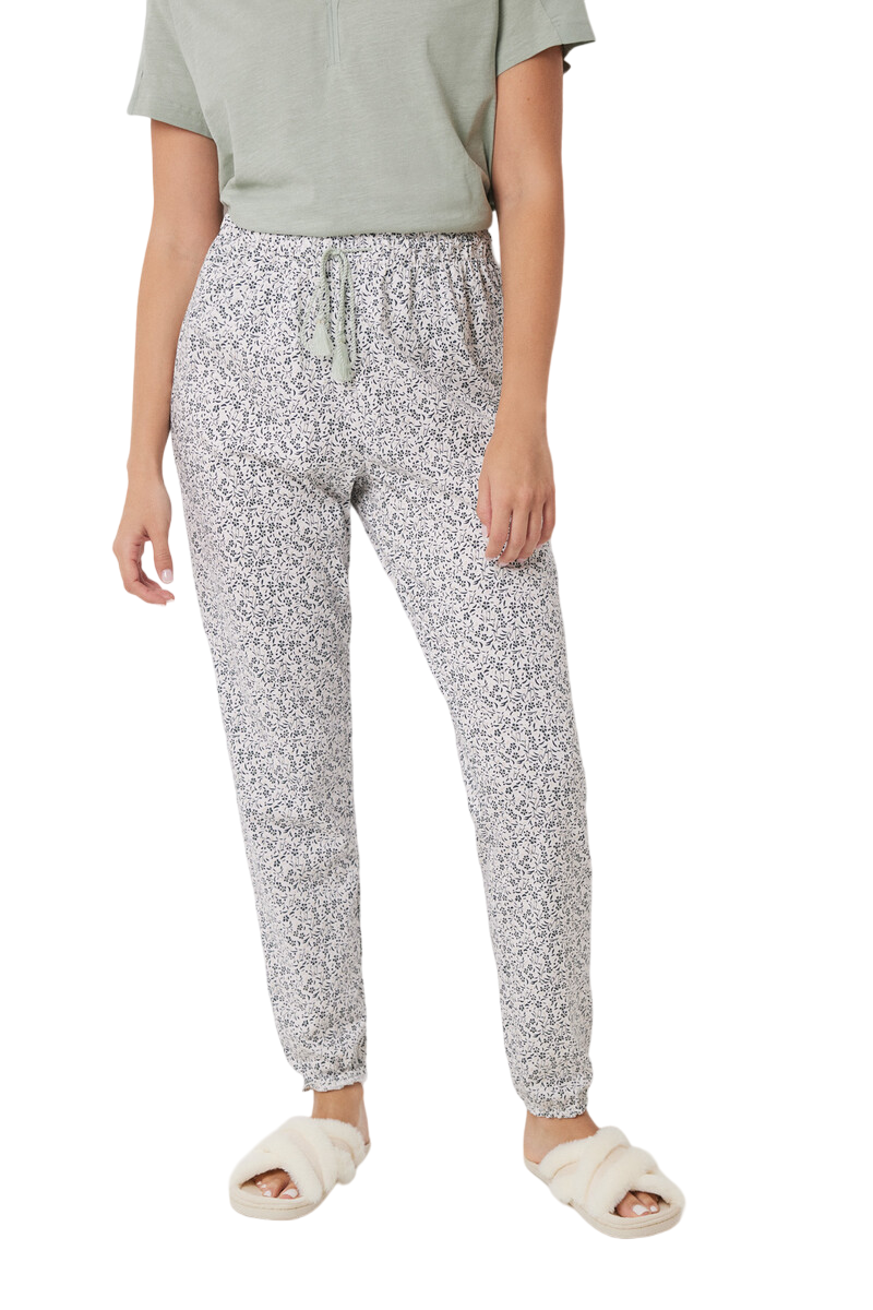 3708447-1-Photoroom Women Secret-Flower Print Skinny Pajamas Pants-Green-XS
