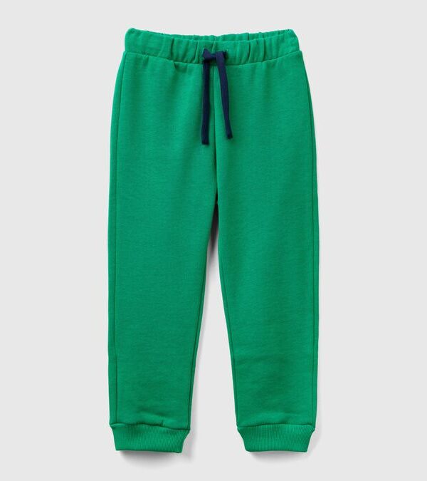 Benetton-Logo Print Sweatpants-Green-5-6 Years