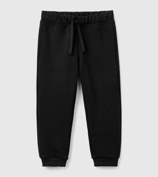 Benetton-Embroidered Logo Sweatpants-Black-5-6 Years