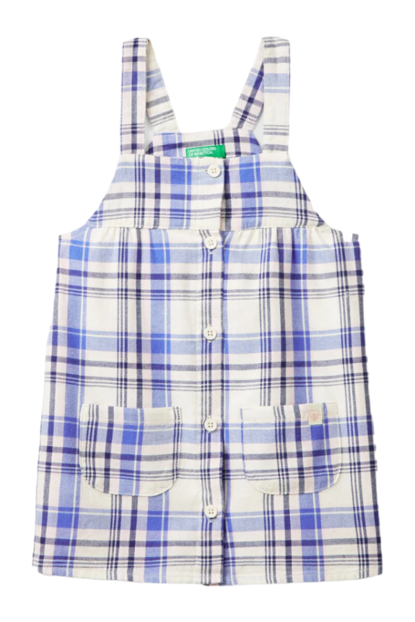 Benetton-Tartan Mini Dress-Blue-5-6 Years
