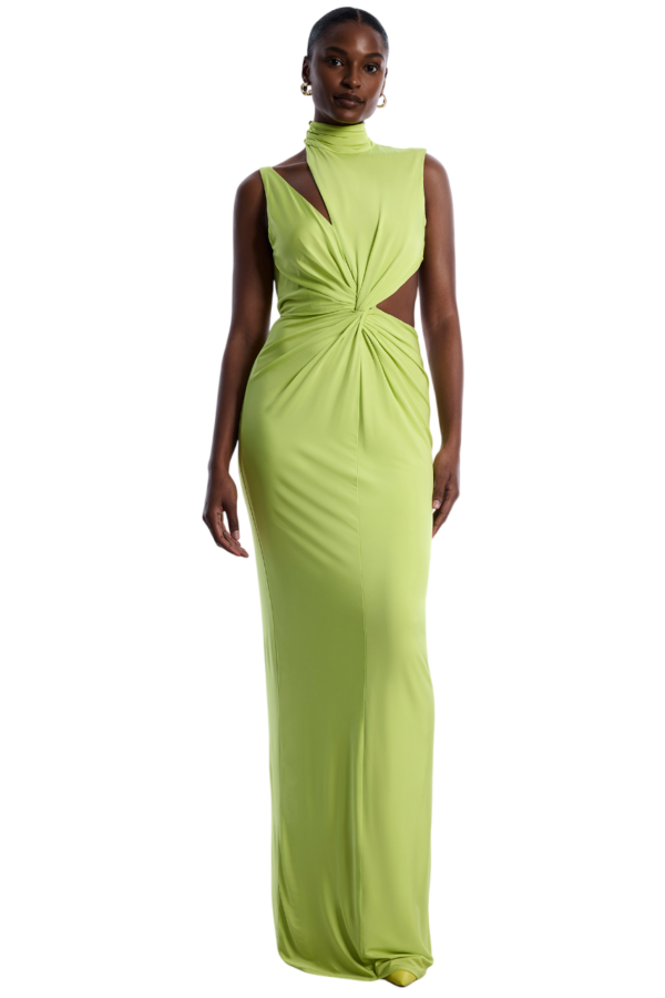 BCBGMAXAZARIA-Asymmetrical Jersey Gown-Lime Green-38