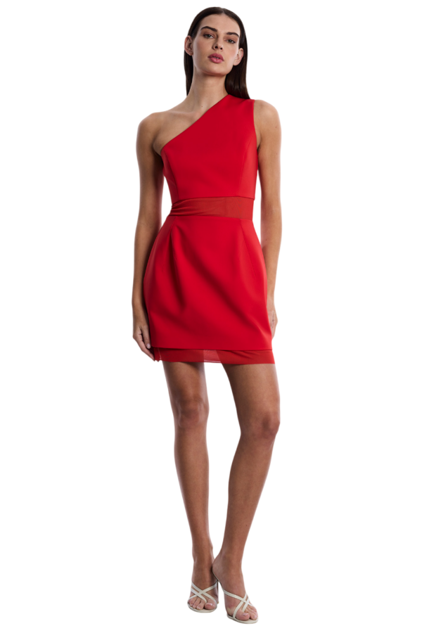BCBGMAXAZARIA-One Shoulder Mini Dress-Red-38