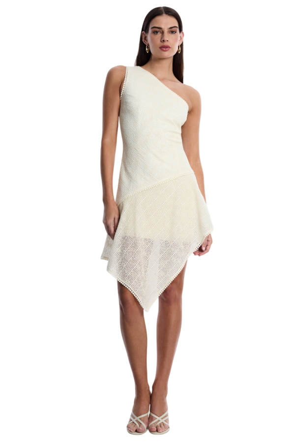 BCBGMAXAZARIA-One Shoulder Dress-Cream-38