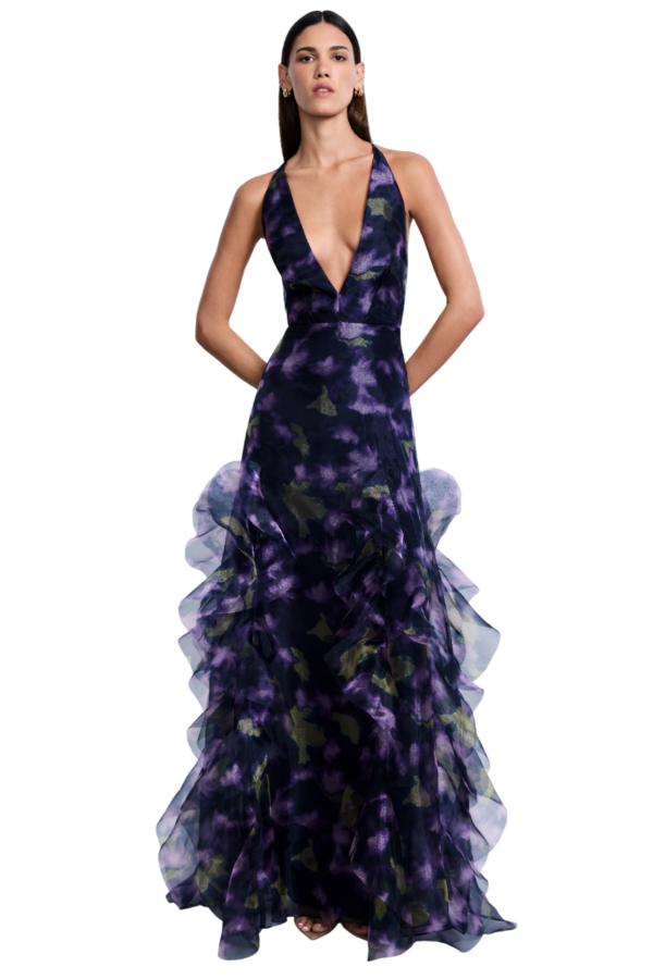 BCBGMAXAZARIA-Printed Organza Gown-Print-38
